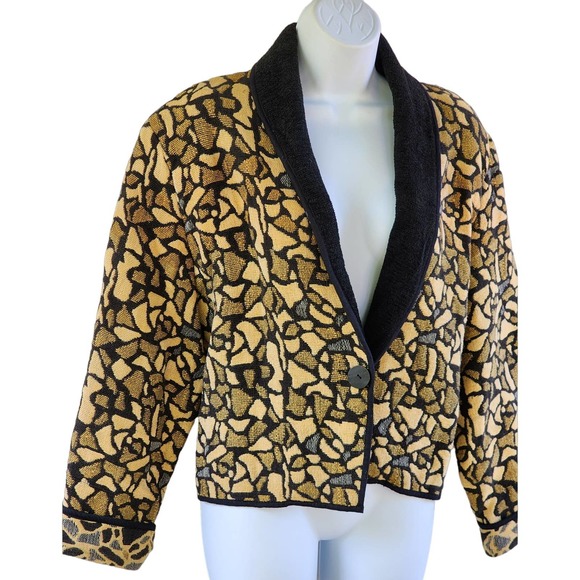 Vintage 90's Tapestry Broken Glass One-Button Casual Plus-size Jacket XL - Picture 5 of 9